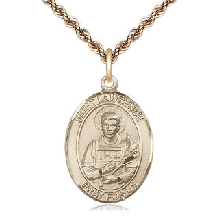 14kt Gold Filled Saint Lawrence Medal Catholic Jewelry Engraved Catholic Saint Jewelry