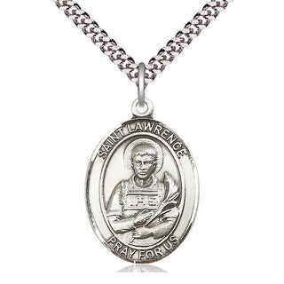 Pewter Saint Lawrence Medal Catholic Jewelry Engraved Catholic Saint Jewelry