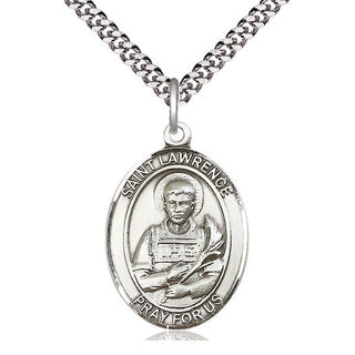 Pewter Saint Lawrence Medal Catholic Jewelry Engraved Catholic Saint Jewelry