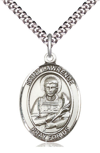 Sterling Silver Saint Lawrence Medal Catholic Jewelry Engraved Catholic Saint Jewelry