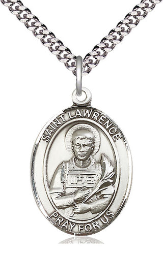 Sterling Silver Saint Lawrence Medal Catholic Jewelry Engraved Catholic Saint Jewelry