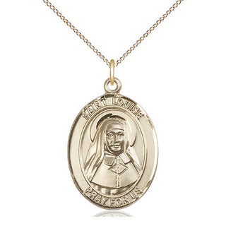 14kt Gold Saint Louise de Marillac Medal Engraved Catholic Saint Jewelry