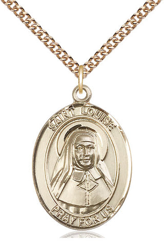 14kt Gold Saint Louise de Marillac Medal Engraved Catholic Saint Jewelry