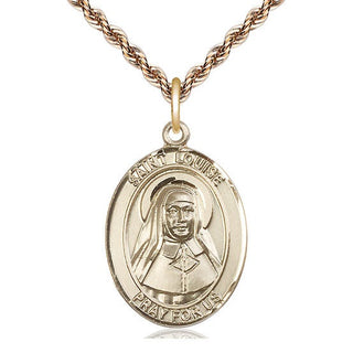 14kt Gold Saint Louise de Marillac Medal Engraved Catholic Saint Jewelry
