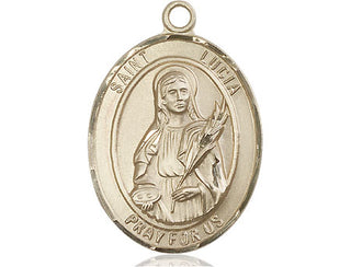 14kt Gold Filled Saint Lucia of Syracuse Medal Engraved Catholic Saint Jewelry