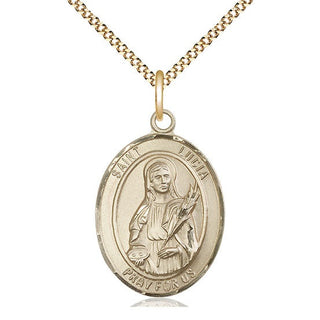 14kt Gold Filled Saint Lucia of Syracuse Medal Catholic Jewelry Engraved Catholic Saint Jewelry