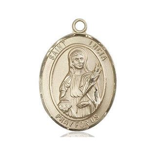 14kt Gold Saint Lucia of Syracuse Medal Engraved Catholic Saint Jewelry