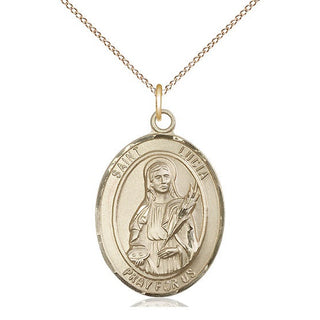 14kt Gold Saint Lucia of Syracuse Medal Engraved Catholic Saint Jewelry