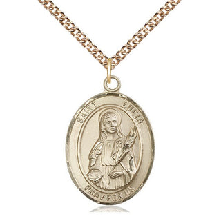 14kt Gold Saint Lucia of Syracuse Medal Engraved Catholic Saint Jewelry