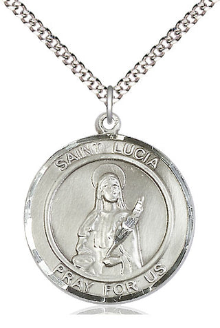 Pewter Saint Lucia of Syracuse Medal Catholic Jewelry Engraved Catholic Saint Jewelry