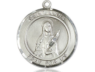 Sterling Silver Saint Lucia of Syracuse Medal Catholic Jewelry Engraved Catholic Saint Jewelry