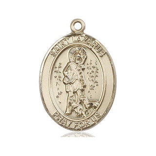 14kt Gold Filled Saint Lazarus Medal Engraved Catholic Saint Jewelry