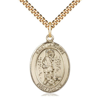 14kt Gold Filled Saint Lazarus Medal Catholic Jewelry Engraved Catholic Saint Jewelry