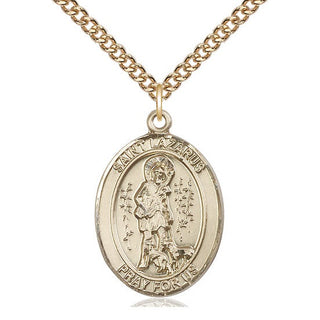 14kt Gold Filled Saint Lazarus Medal Catholic Jewelry Engraved Catholic Saint Jewelry