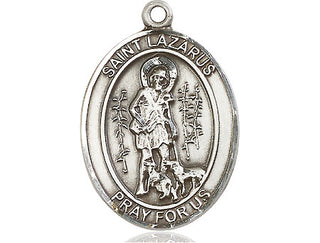 Sterling Silver Saint Lazarus Medal Catholic Jewelry Engraved Catholic Saint Jewelry