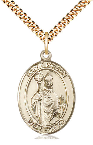 14kt Gold Filled Saint Kilian Medal Catholic Jewelry Engraved Catholic Saint Jewelry