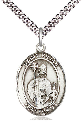 Pewter Saint Kilian Medal Catholic Jewelry Engraved Catholic Saint Jewelry