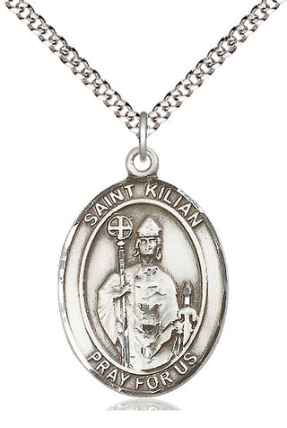 Pewter Saint Kilian Medal Catholic Jewelry Engraved Catholic Saint Jewelry