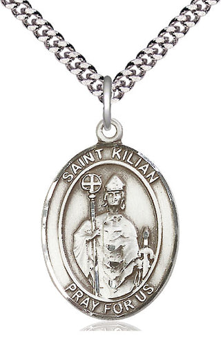 Pewter Saint Kilian Medal Catholic Jewelry Engraved Catholic Saint Jewelry
