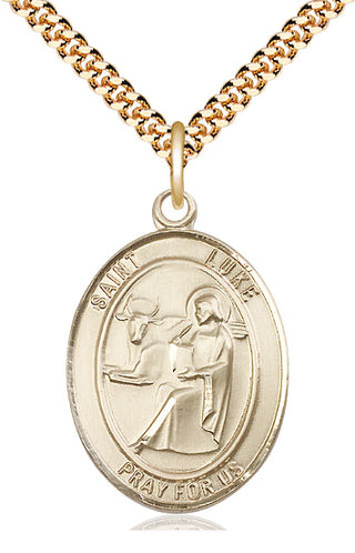 14kt Gold Filled Saint Luke the Apostle Medal Catholic Jewelry Engraved Catholic Saint Jewelry