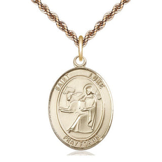 14kt Gold Filled Saint Luke the Apostle Medal Catholic Jewelry Engraved Catholic Saint Jewelry