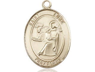 14kt Gold Saint Luke the Apostle Medal Engraved Catholic Saint Jewelry