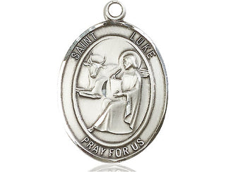 Pewter Saint Luke the Apostle Medal Engraved Catholic Saint Jewelry