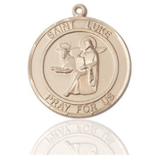 14kt Gold Filled Saint Luke the Apostle Medal Engraved Catholic Saint Jewelry