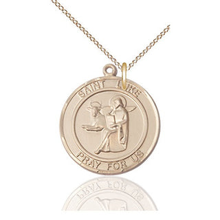 14kt Gold Filled Saint Luke the Apostle Medal Catholic Jewelry Engraved Catholic Saint Jewelry