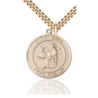 14kt Gold Filled Saint Luke the Apostle Medal Catholic Jewelry Engraved Catholic Saint Jewelry