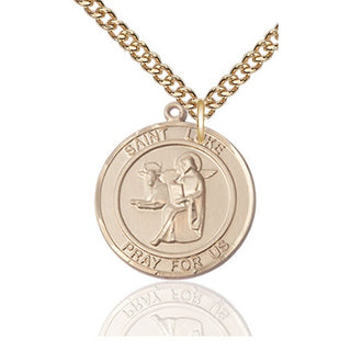 14kt Gold Filled Saint Luke the Apostle Medal Catholic Jewelry Engraved Catholic Saint Jewelry