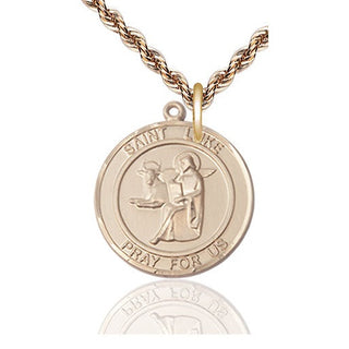 14kt Gold Filled Saint Luke the Apostle Medal Catholic Jewelry Engraved Catholic Saint Jewelry