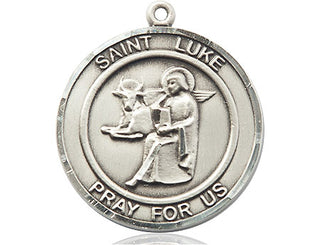 Pewter Saint Luke the Apostle Medal Engraved Catholic Saint Jewelry