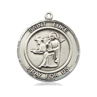 Sterling Silver Saint Luke the Apostle Medal Catholic Jewelry Engraved Catholic Saint Jewelry