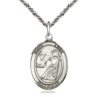 Sterling Silver Saint Luke the Apostle Medal Catholic Jewelry Engraved Catholic Saint Jewelry