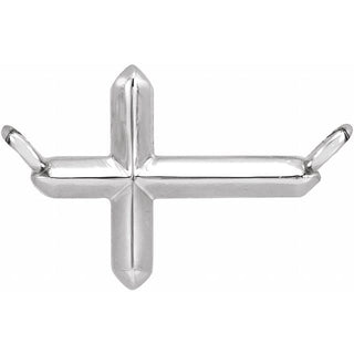 14K White 11x7 mm Sideways Cross Necklace Center