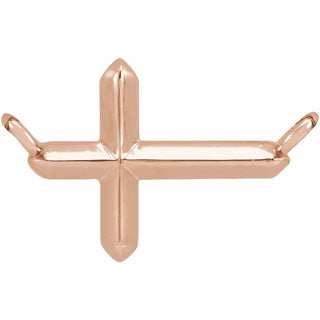 14K Rose 11x7 mm Sideways Cross Necklace Center