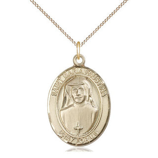 14kt Gold Filled Saint Maria Faustina Medal Catholic Jewelry Engraved Catholic Saint Jewelry
