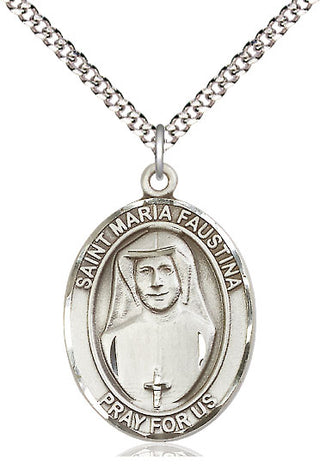 Pewter Saint Maria Faustina Medal Catholic Jewelry Engraved Catholic Saint Jewelry