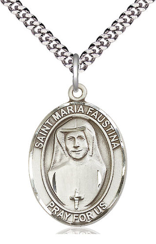 Pewter Saint Maria Faustina Medal Catholic Jewelry Engraved Catholic Saint Jewelry
