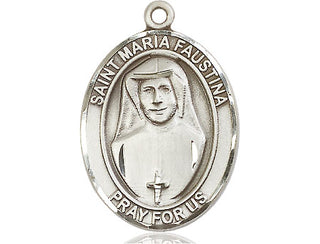 Sterling Silver Saint Maria Faustina Medal Catholic Jewelry Engraved Catholic Saint Jewelry