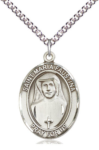 Sterling Silver Saint Maria Faustina Medal Catholic Jewelry Engraved Catholic Saint Jewelry