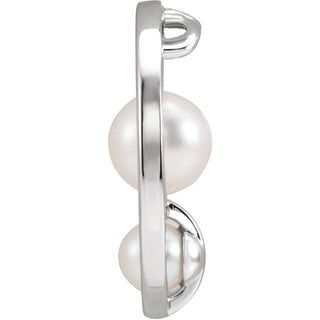 Platinum Cultured White Akoya Pearl Hold You Forever Pendant