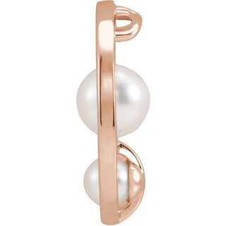 14K Rose Cultured White Akoya Pearl Hold You Forever Pendant