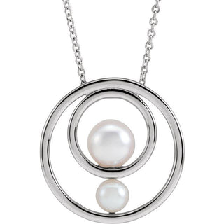 Sterling Silver Cultured White Akoya Pearl Hold You Forever 16-18" Necklace