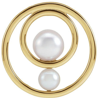 14K Yellow Cultured White Akoya Pearl Hold You Forever Pendant