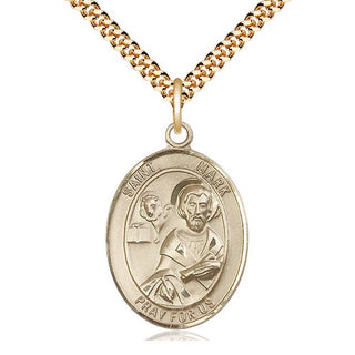 14kt Gold Filled Saint Mark the Evangelist Medal Catholic Jewelry Engraved Catholic Saint Jewelry
