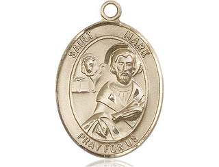 14kt Gold Saint Mark the Evangelist Medal Engraved Catholic Saint Jewelry