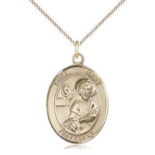 14kt Gold Saint Mark the Evangelist Medal Engraved Catholic Saint Jewelry