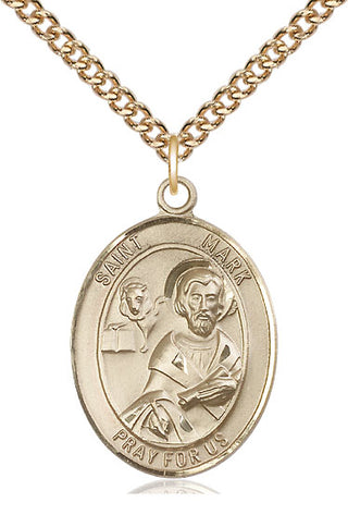 14kt Gold Saint Mark the Evangelist Medal Engraved Catholic Saint Jewelry
